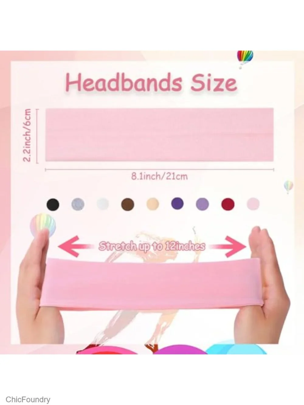 Non Slip Stretchy Fabric Headbands for Women, 9 Pack Yoga Sports Hair Bands